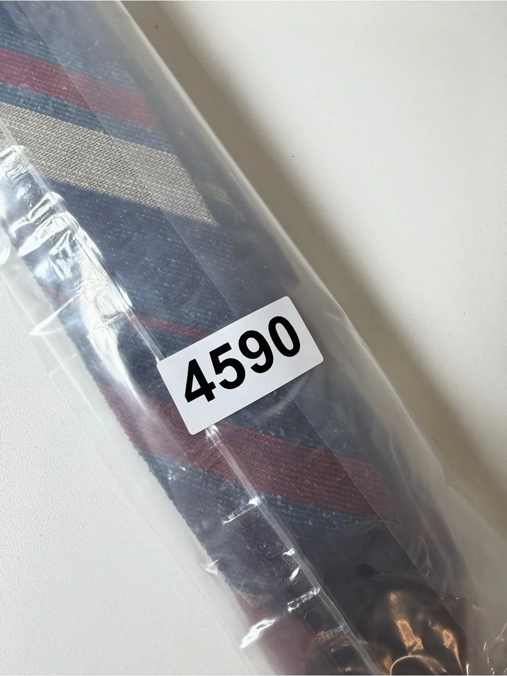 J. Crew Hand Made 100% Linen Navy Knit Tie with Red and Cream Stripes Classic
